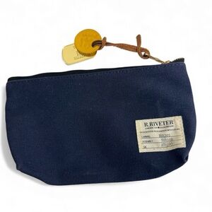 R. Riveter Lucy Canvas Zipper Pouch Navy Blue